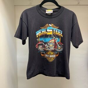 Vintage 1980s Harley Davidson T-shirt Real Steel Size:XS
